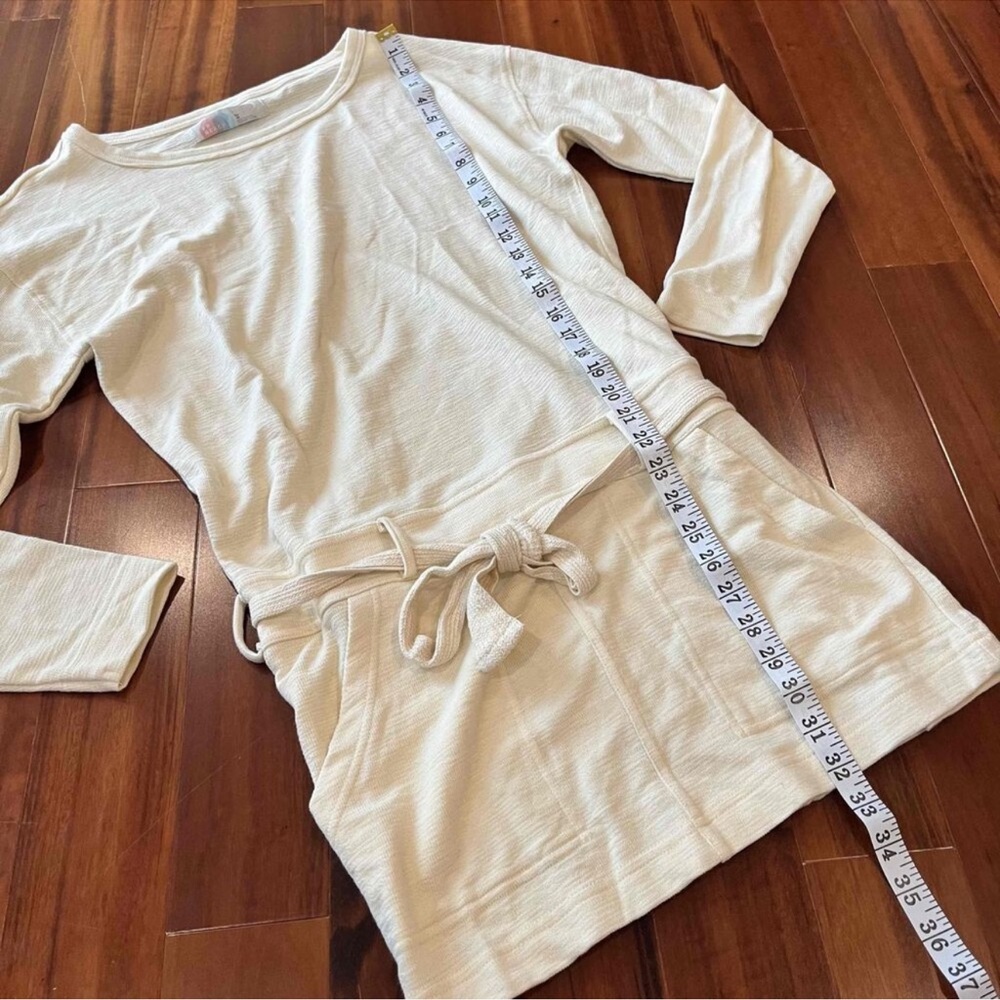 Free People FP Beach Cream Sweatshirt Lounge Dress Ribbed Drawstring Size XS - Picture 6 of 10